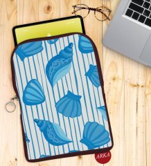 BK Gift Deniz Kabukları Tasarımlı Taşınabilir Koruyucu Tablet Kılıfı & Organizer Çanta - Bordo-2