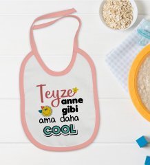 BK Kids Teyze Anne Gibi Tasarımlı Pembe Bebek Mama Önlüğü