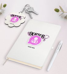 Kişiye Özel Doktor Beyaz Defter Kalem ve Anahtarlık Hediye Seti-12