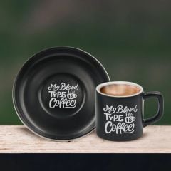 BK Gift Kişiye Özel Coffe Tasarımlı Siyah Renk Türk Kahvesi Fincanı-14, Arkadaşa Hediye, Sevgiliye Hediye, Yıl Dönümü Hediyesi