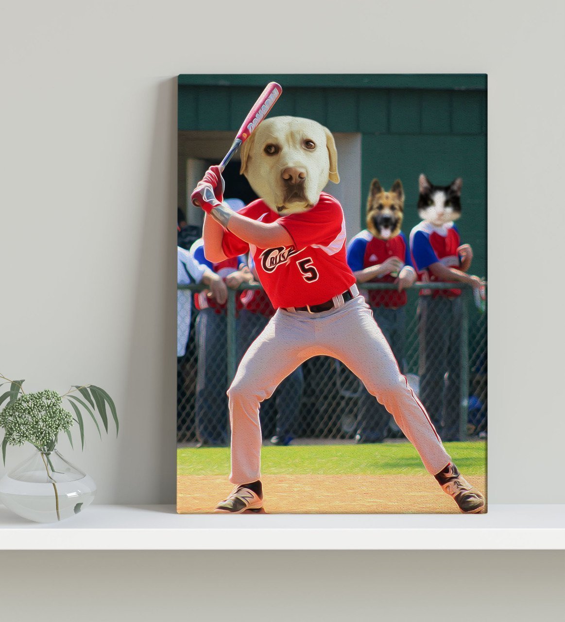 Evcil Dostlara Özel Beyzbol Oyuncusu Tasarımlı Portre Kanvas Tablo 30x50cm-3