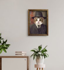 Evcil Dostlara Özel Portre Doğal Masif Ahşap Çerçeveli Tablo 45x65cm-2