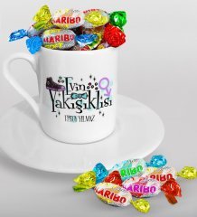 Kişiye Özel Evin Yakışıklısı Türk Kahvesi Fincanı ve Haribo Şeker Hediye Seti-1