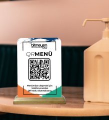 Restoran & Cafe & Barlara Özel Ahşap Standlı Pleksi QR Kod Menü - 10 Adet-3