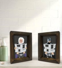 Bk Gift Banyo Dekoratif 2'li Doğal Masif Ahşap Çerçeve 15x20cm-26