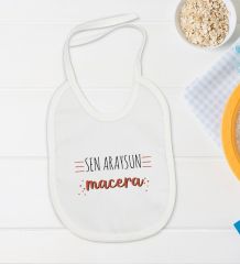 BK Kids Sen Araysun Macera Tasarımlı Beyaz Bebek Body Zıbın ve Mama Önlüğü Hediye Seti-1