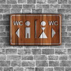 Bay & Bayan WC Ahşap Yönlendirme Levhası - B4