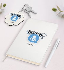Kişiye Özel Doktor Beyaz Defter Kalem ve Anahtarlık Hediye Seti-11
