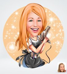 Kişiye Özel Kadın Kuaför Karikatürlü Sosyal Medya Dijital Profil Fotoğrafı - Model 2