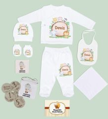 BK Kids Kişiye Özel Beyaz Hastane Çıkışı,Bebek Anı Kartı,Yeni Doğan Bebek Giyim Hediyesi,9 Parça Bebek Hediye Seti-6