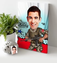 Kişiye Özel Asker Karikatür Kanvas Tablo (30 x 50 cm.) 1