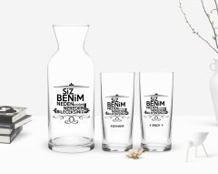 Kişiye Özel Renkli Baskılı Nereden Bileceksiniz Tasarımlı İkili Rakı Bardağı ve Karaf Hediye Seti-2