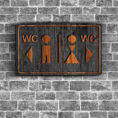 Bay & Bayan WC Ahşap Yönlendirme Levhası - B3