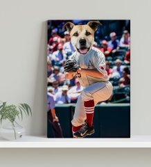 Evcil Dostlara Özel Beyzbol Oyuncusu Tasarımlı Portre Kanvas Tablo 30x50cm-2