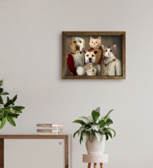 Evcil Dostlara Özel Portre Doğal Masif Ahşap Çerçeveli Tablo 30x40cm-24