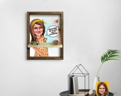 Kişiye Özel Kız Çocuk Kolay Yetişmiyor Karikatürlü Doğal Masif Ahşap Çerçeveli Tablo Duvar Rafı-2