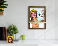 Kişiye Özel Kız Çocuk Kolay Yetişmiyor Karikatürlü Doğal Masif Ahşap Çerçeveli Tablo Duvar Rafı-2