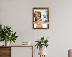 Kişiye Özel Kız Çocuk Kolay Yetişmiyor Karikatürlü Doğal Masif Ahşap Çerçeveli Tablo Duvar Rafı-2