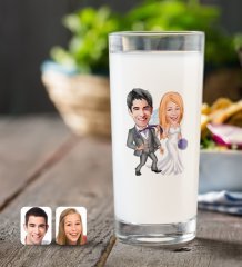 Kişiye Özel Evleniyoruz Karikatürlü Rakı Bardağı-6