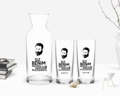 Kişiye Özel Renkli Baskılı Nereden Bileceksiniz Tasarımlı İkili Rakı Bardağı ve Karaf Hediye Seti-1