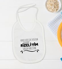 BK Kids Rizeliyim Tasarımlı Beyaz Bebek Body Zıbın ve Mama Önlüğü Hediye Seti-1