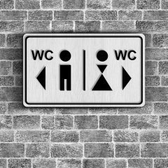 Bay & Bayan WC Ahşap Yönlendirme Levhası - B2