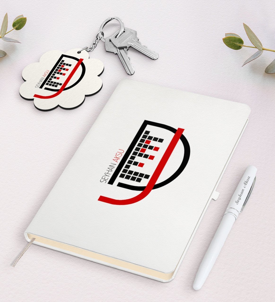 Kişiye Özel DJ Beyaz Defter Kalem ve Anahtarlık Hediye Seti-2