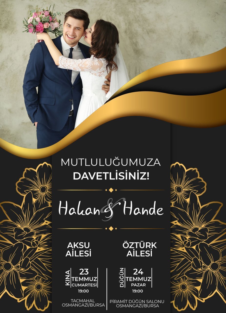 Kişiye Özel Fotoğraflı Bitmeyen Düğün Davetiyesi Model 96