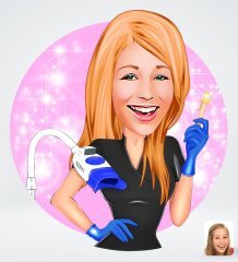 Kişiye Özel Kadın Güzellik Uzmanı Karikatürlü Sosyal Medya Dijital Profil Fotoğrafı - Model 2