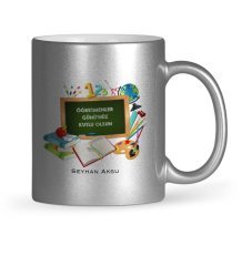 Kişiye Özel Öğretmenler Gününüz Kutlu Olsun Gümüş Yaldızlı Kupa Bardak - 7