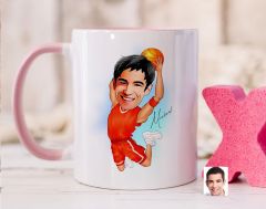 Bk Gift Kişiye Özel Basketbol Karikatürlü Pembe Kupa Bardak-4, Sevgiliye Hediye, Arkadaşa Hediye