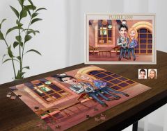 BK Gift Kişiye Özel Sevgililer Karikatürlü 1000 Parça Profesyonel Puzzle-18