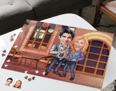 BK Gift Kişiye Özel Sevgililer Karikatürlü 1000 Parça Profesyonel Puzzle-18