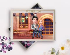 BK Gift Kişiye Özel Sevgililer Karikatürlü 1000 Parça Profesyonel Puzzle-18