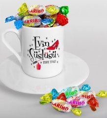 Kişiye Özel Evin Süslüsü Türk Kahvesi Fincanı ve Haribo Şeker Hediye Seti-2