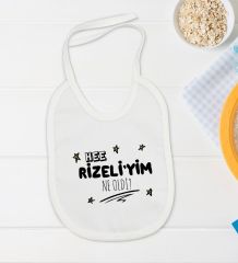 BK Kids Rizeliyim Ne Oldi Tasarımlı Beyaz Bebek Body Zıbın ve Mama Önlüğü Hediye Seti-1