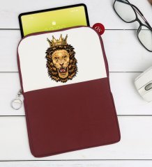 BK Gift Aslan Tasarımlı Taşınabilir Koruyucu Tablet Kılıfı & Organizer Çanta - Bordo-1