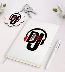 Kişiye Özel DJ Beyaz Defter Kalem ve Anahtarlık Hediye Seti-1