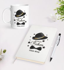 Kişiye Özel Canım Babam Tasarımlı Beyaz Defter Kalem Kupa Seti - Model 3