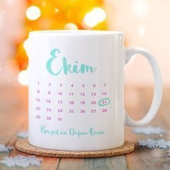 Kişiye Özel Doğum Günü Tarihli Beyaz Kupa Bardak - 1
