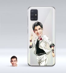 Kişiye Özel Erkek Karikatürlü Samsung Galaxy A51 İnce Şeffaf Silikon Telefon Kapağı-34