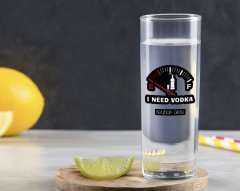 Kişiye Özel Renkli Baskılı I Need Vodka Tasarımlı Vodka Bardağı-1