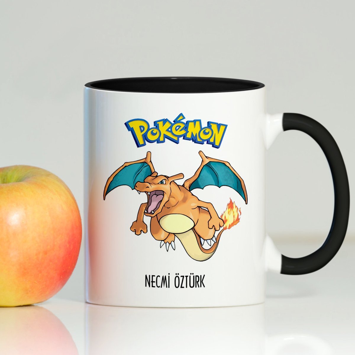 Kişiye Özel Pokemon Charizard Siyah Kupa Bardak - 001