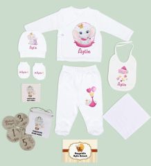 BK Kids Kişiye Özel Beyaz Hastane Çıkışı,Bebek Anı Kartı,Yeni Doğan Bebek Giyim Hediyesi,9 Parça Bebek Hediye Seti-2