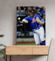 Evcil Dostlara Özel Beyzbol Oyuncusu Tasarımlı Portre Kanvas Tablo 50x70cm-1