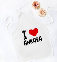 BK Gift I Love Ankara Tasarımlı Beyaz Mutfak Önlüğü - Model 1