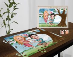 BK Gift Kişiye Özel Sevgililer Karikatürlü 1000 Parça Profesyonel Puzzle-16