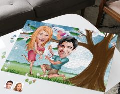 BK Gift Kişiye Özel Sevgililer Karikatürlü 1000 Parça Profesyonel Puzzle-16