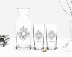 Kişiye Özel Renkli Baskılı İsimli İkili Rakı Bardağı ve Karaf Hediye Seti-104
