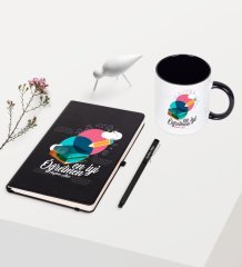 Kişiye Özel En İyi Öğretmen Temalı Siyah Defter Kalem Kupa Seti - 3